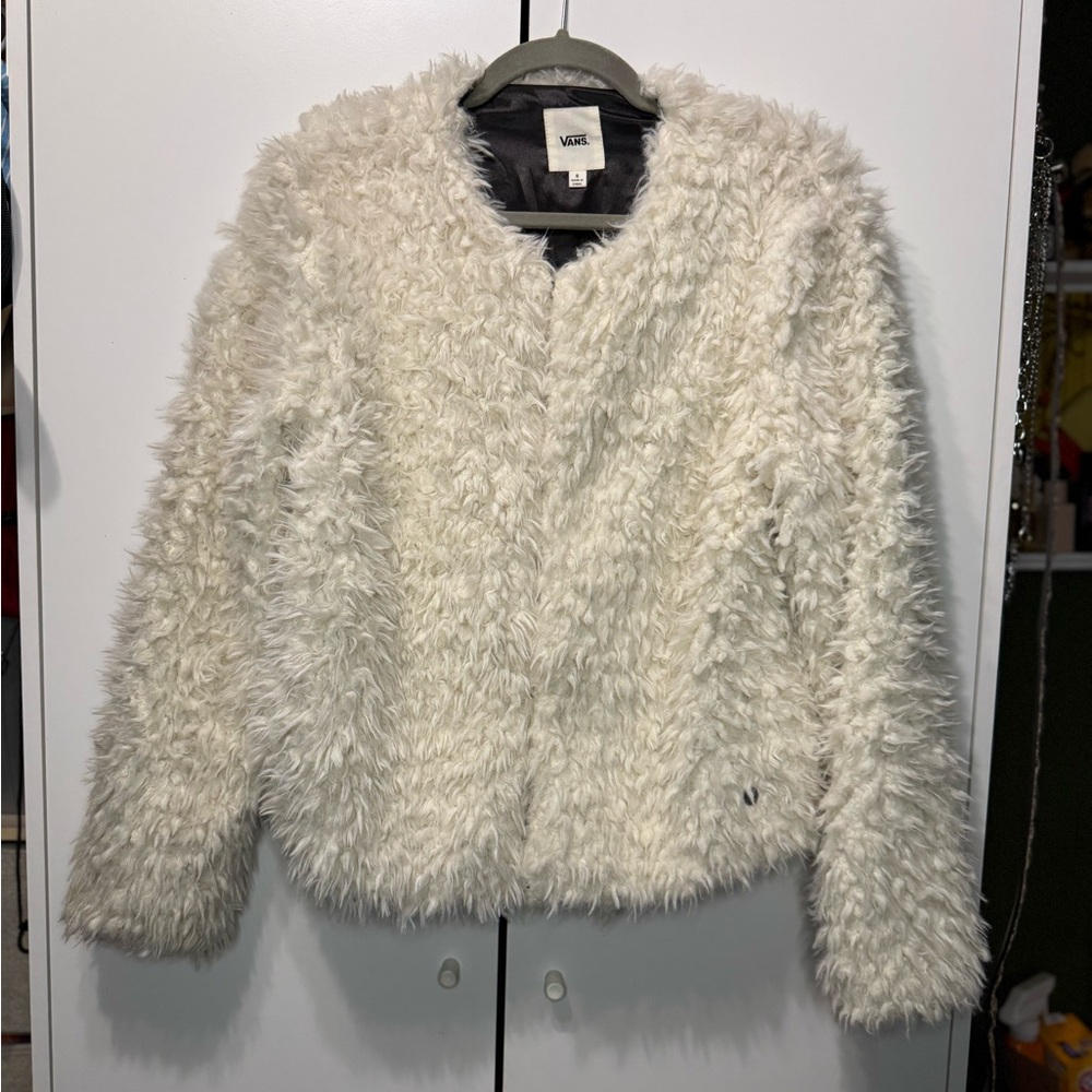 Vans Women's White Faux Fur Jacket